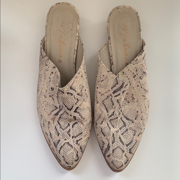 Matisse Shoes - Matisse Made in Brazil Snakeskin Nude Summer Mules